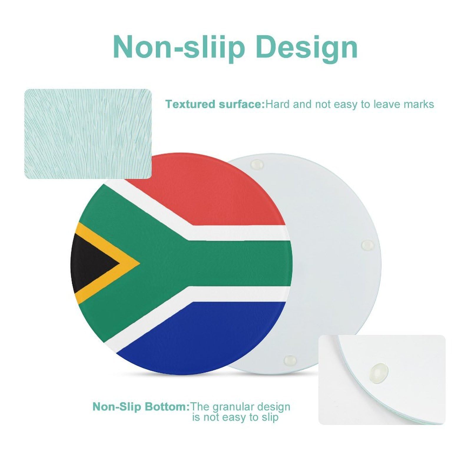Tabla de cortar redonda con la bandera de Sudáfrica, fácil de limpiar, tablas de cortar para cocina, tamaño grande 7.9, tablas de cortar esenciales de cocina, convenientes para carne y verduras