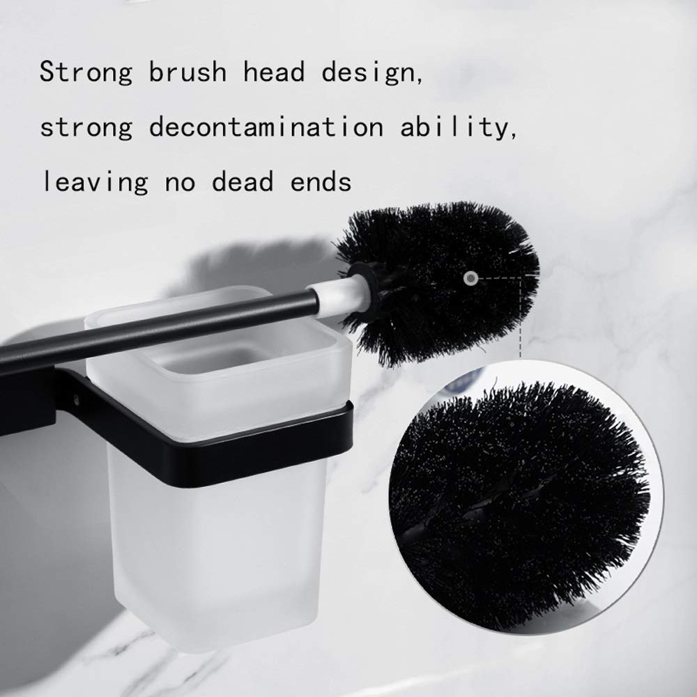 Nff Pennello da Toilette, Spazio in Alluminio Bagno A Muro Pennello da Bagno Pennello da Bagno Lungo Manico Brush Set con Setole Flessibili