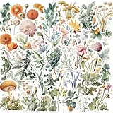 Green Plant Stickers Botanical Nature Stickers Pack 50PCS for Water Bottles Laptop Journaling Kechup Aesthetic Floral Decals Waterproof Vinyl Stickers for Adults Teachers