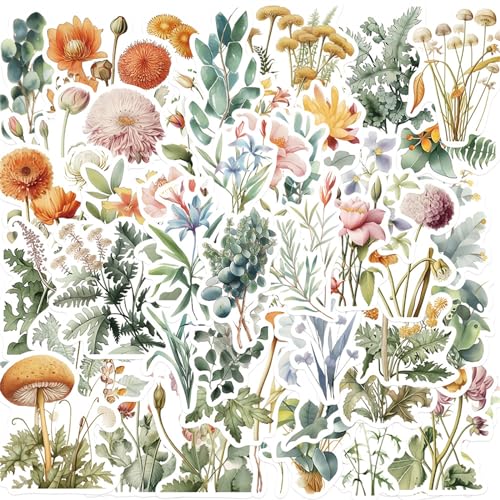 Green Plant Stickers Botanical Nature Stickers Pack 50PCS for Water