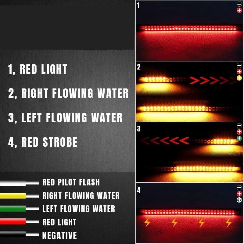 Feu de frein moto LED 30cm avec clignotant dynamique étanche