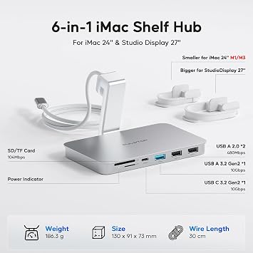 iMac Accessories for iMac 2021/2023/2024,USB C Hub for iMac for M1/M3/M4