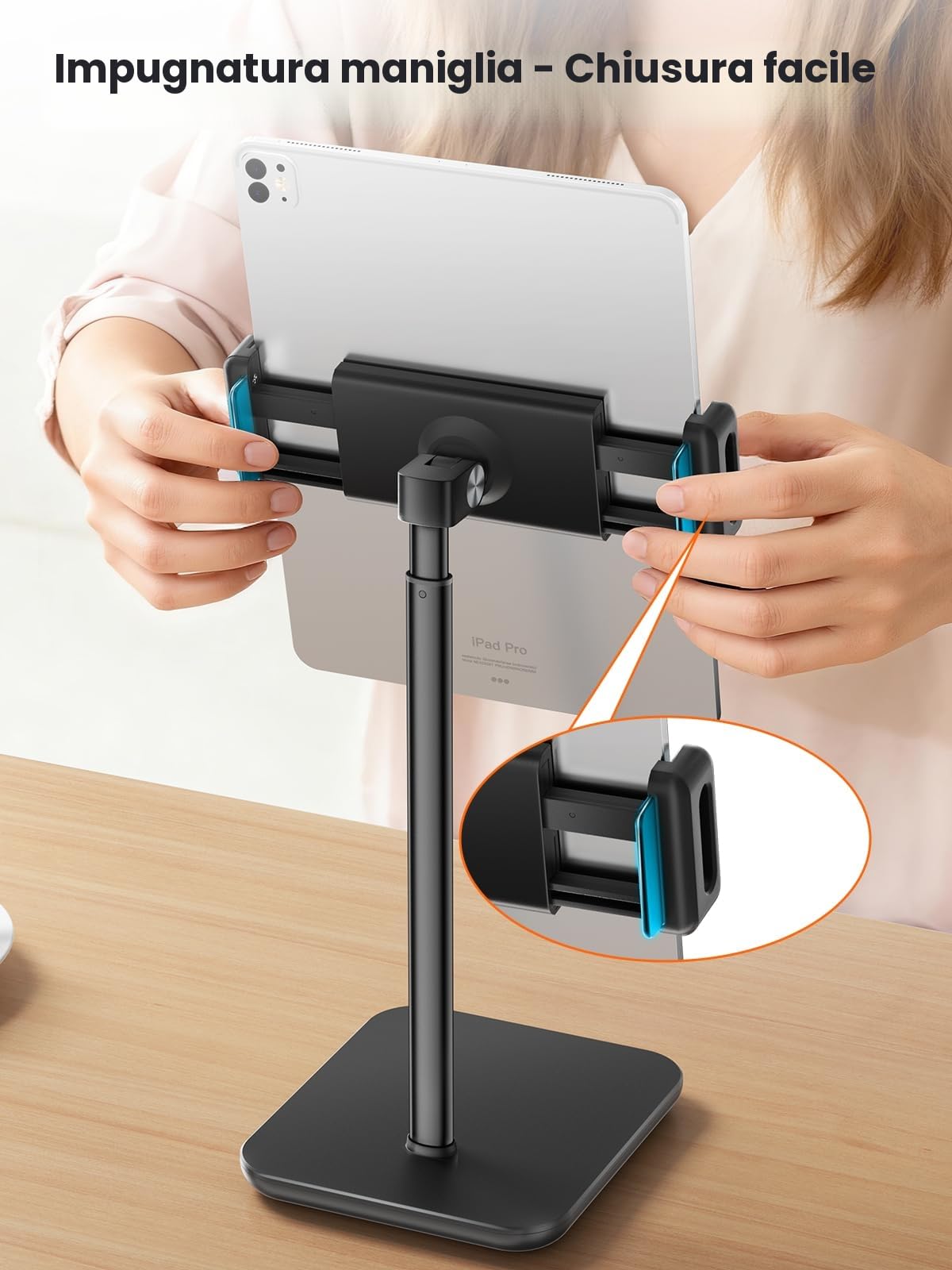 tounee Supporto portatile per monitor e tablet, capacità di carico 2 kg, regolabile in altezza fino a 46 cm, universalmente compatibile con dispositivi da 4,7 a 16 pollici (iPad, iPhone, Kindle)-nero