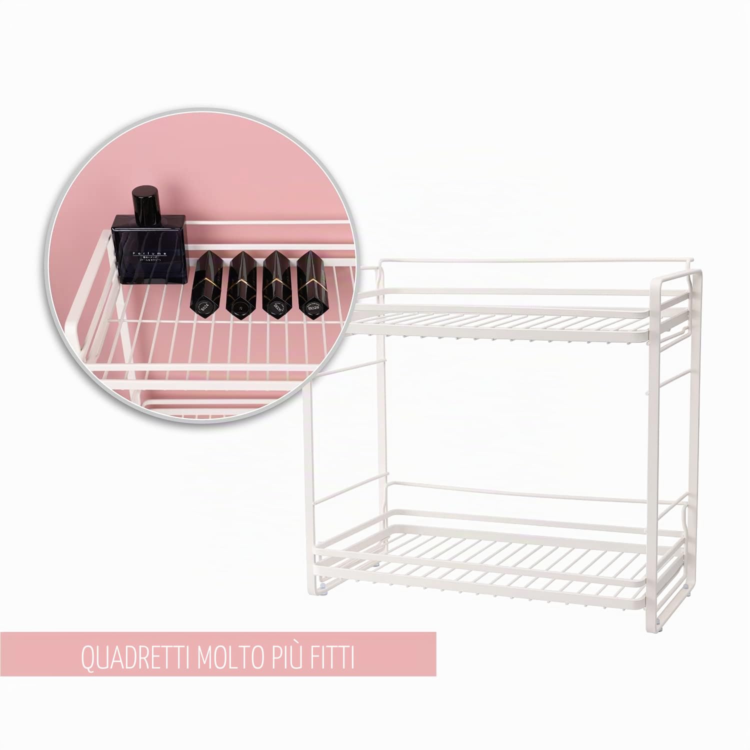 zccz Organizzatore da banco per il bagno a 2 livelli - Scaffale per il bagno - Scaffale per Cosmetici - Vassoio portatrucchi - Portaspezie da cucina Cestello per doccia, Bianco