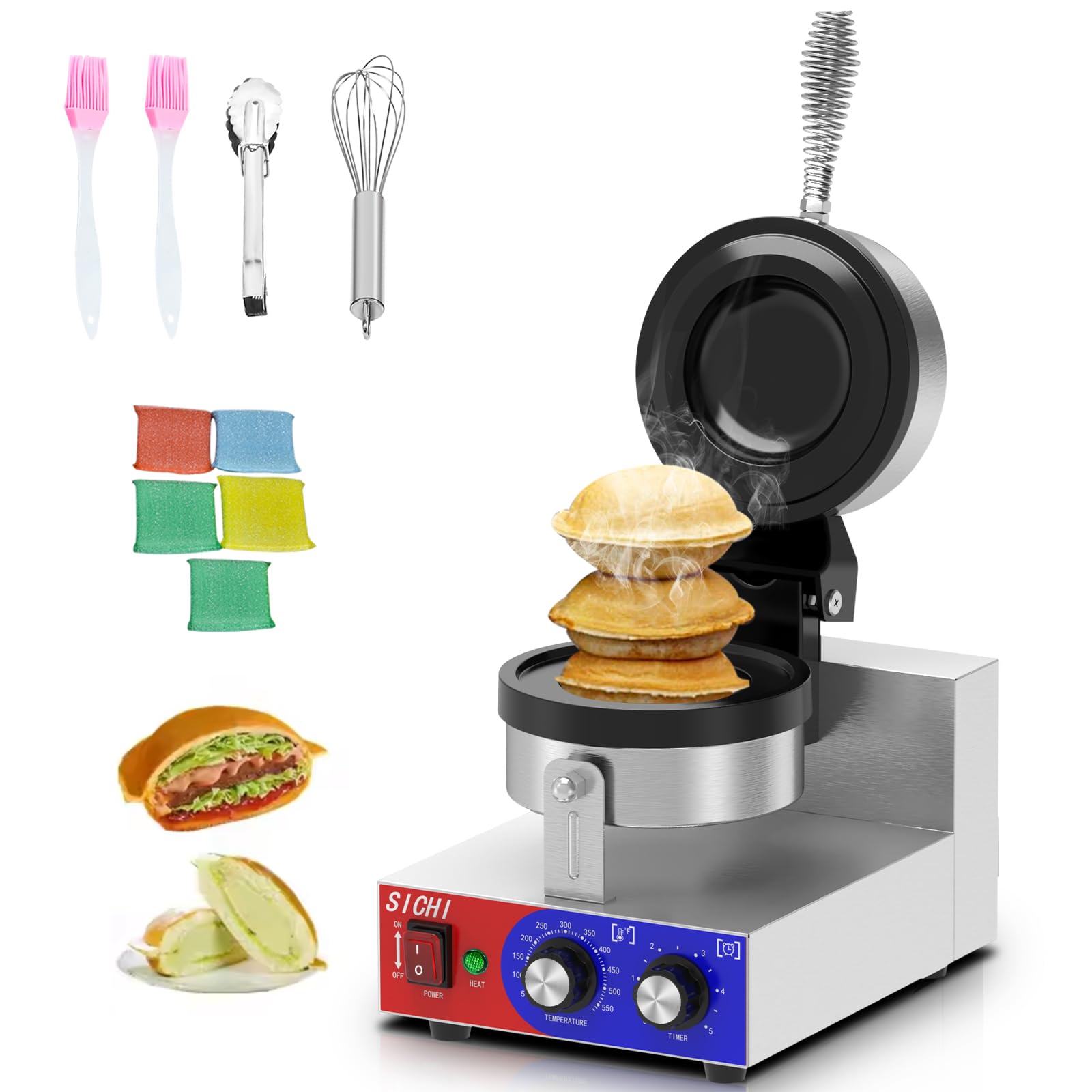 sichi ufo burger maker machine - electric ufo burger machine wadjustable temperature and timer stainless steel ice cream filling machine for industries commercial hamburger maker
