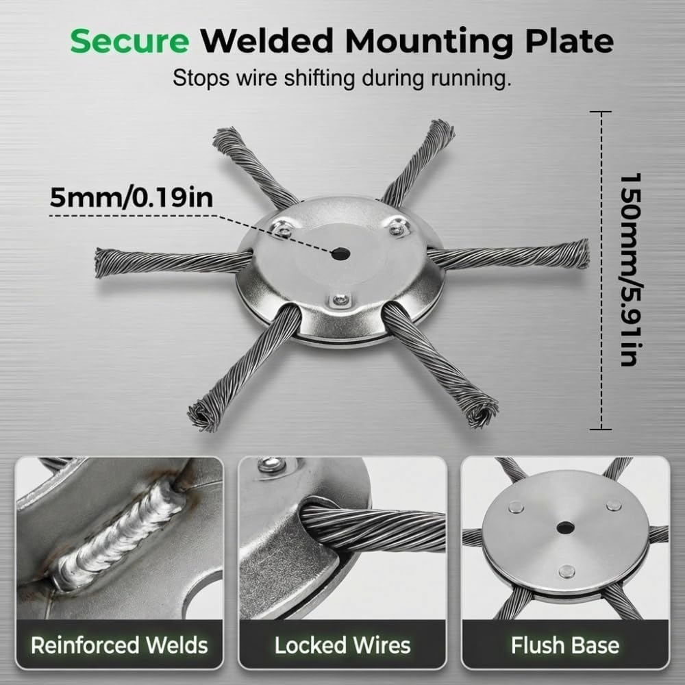 OXT Steel Wire Grass Trimmer Head, 2026 New String Trimmer Replacement Head, 6 Inch Steel Wire Weed Trimmer Head, Weed Eater Blade Remover with Adapter Kit Tool for Lawn Mower Tray image 2