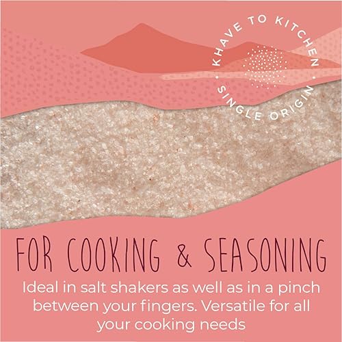 Miniatura 5 de KHAVE Paquete de sal rosa del Himalaya pura pura y fina  Sal fina para cocinar, condimentar, hornear, recambio de coctelera y sal gruesa para