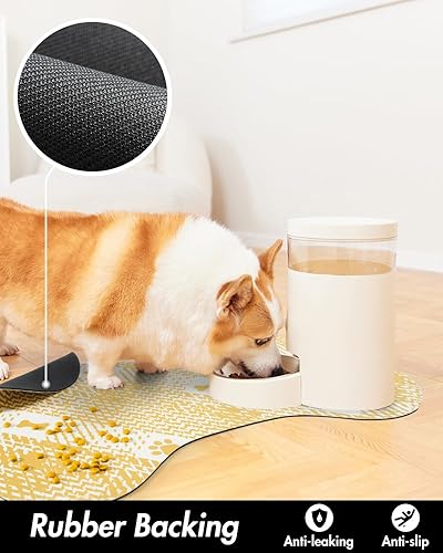 Miniatura 5 de Tapete de comida para perros - Tapete absorbente de comida para mascotas - Tapete para cuenco para perros con forma de hueso, tapete de alimentación