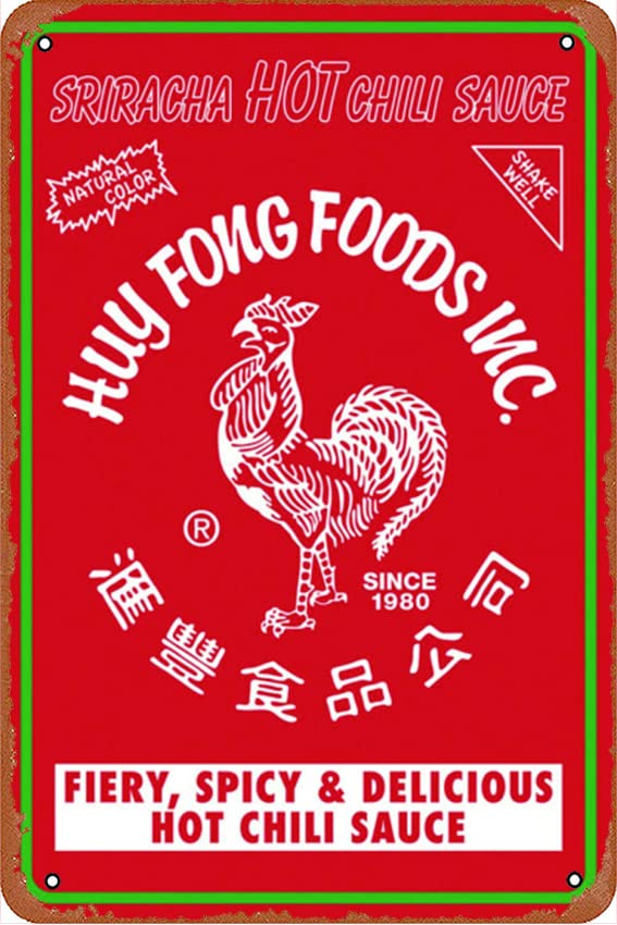 Sriracha - Label movie poster Metal Signs Vintage Tin Sign 8 x 12 for Garage Cafe Farm Basement Pub
