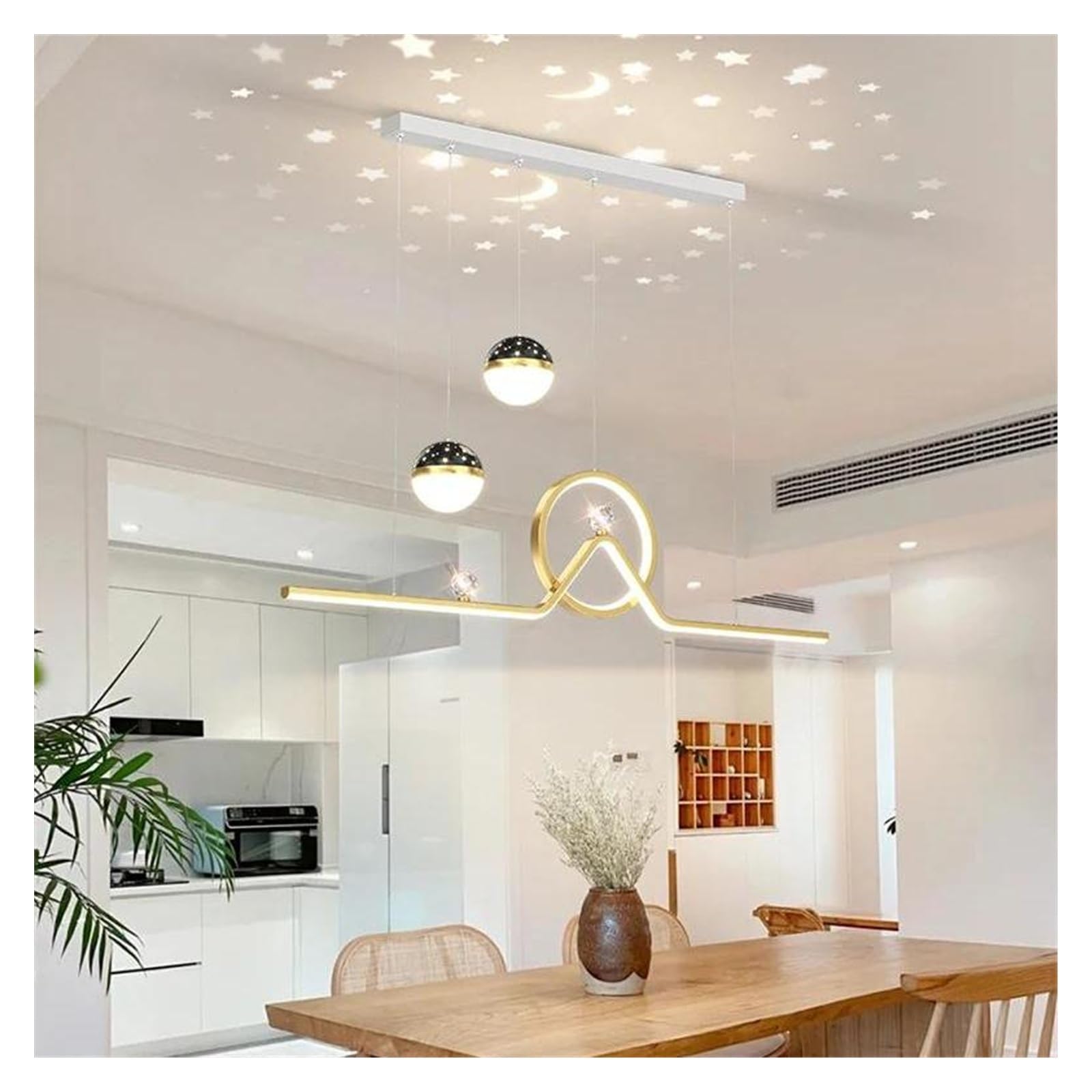 Lampes suspendues lustre de plafond moderne LED 3 couleurs pour décoration séjour 100cm