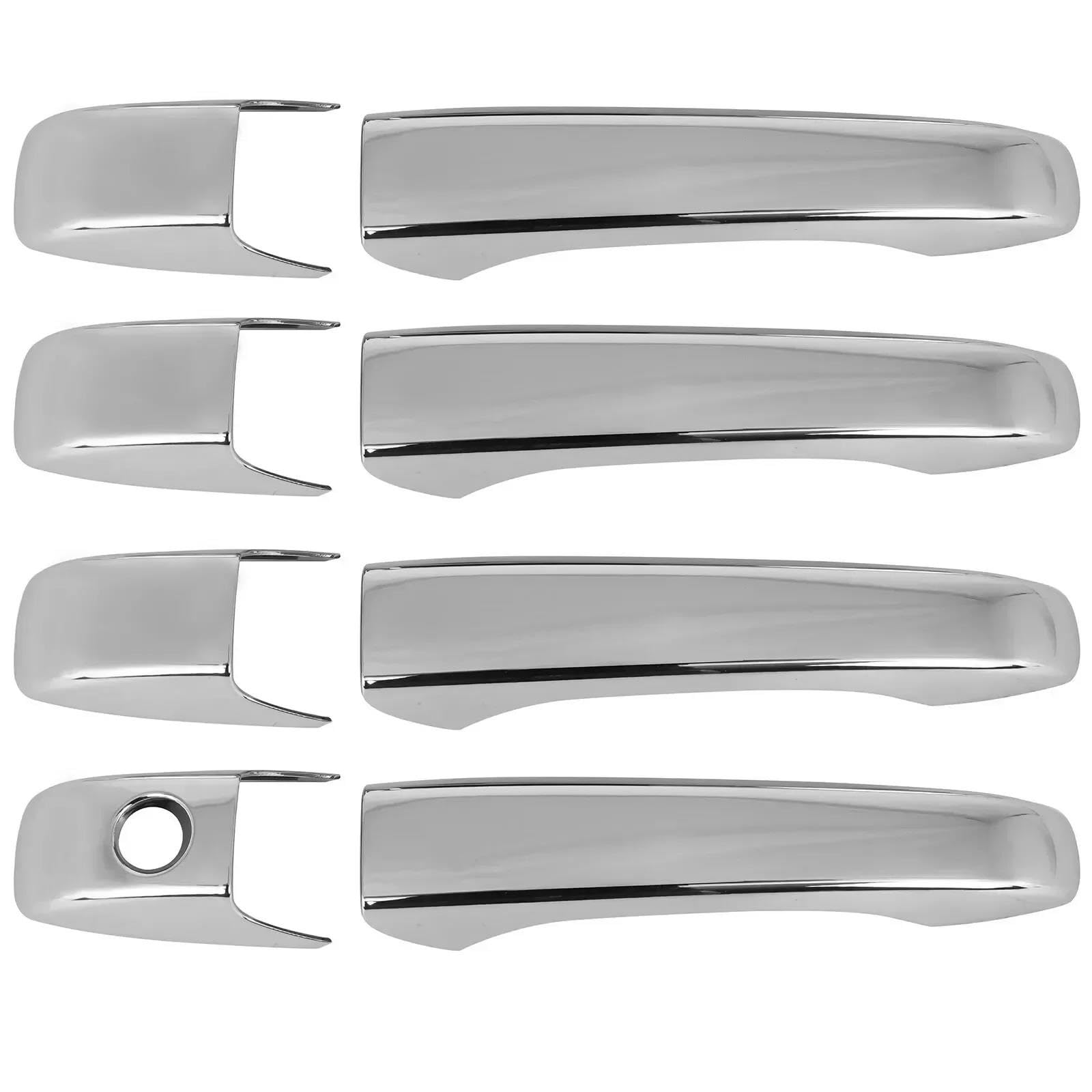 HETEVSCCK for Jeep for Grand Cherokee 2011-2021 Exterior Smart Door Handle Protective Frame Cover Trim with Smartkey ABS 1 Set(Silver Normal)
