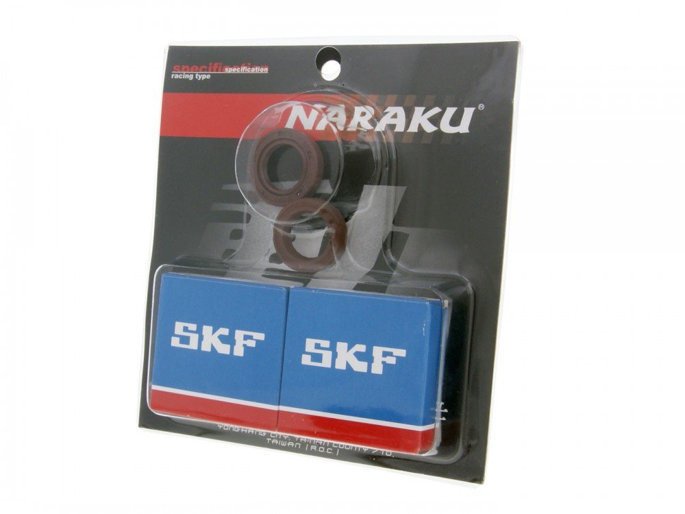 NARAKU Kurbelwellenlager Satz SKF Metallkäfig kompatibel für PIAGGIO Sfera NSL 50 TT AC NSL1T, TPH 50, Gilera Typhoon 50 DT AC TEC1T, APRILIA SR 50 Street, Runner 50 DD ZAPC1400, 50 SP Vergaser