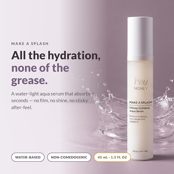 Hey Honey Skincare Make A Splash | Intense Hydrating Niacinamide Aqua Face Serum | Intense Hydration with Anti-aging Benefits | 1.5 Oz