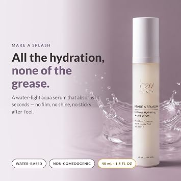 Hey Honey Skincare Make A Splash | Intense Hydrating Niacinamide Aqua Face Serum | Intense Hydration with Anti-aging Benefits | 1.5 Oz