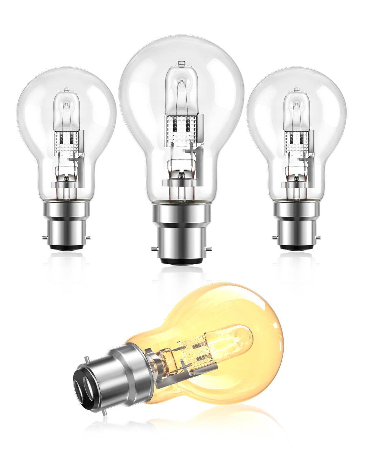 Lamptobe B22 Bayonet Light Bulb Dimmable Warm White 2700K, AC 220-240V, CRI 90, Classic Clear BC B22 A55 Globe Bayonet Light Bulb for Ceiling Light, Wall Lamp, Table Lamp, 4-Packs