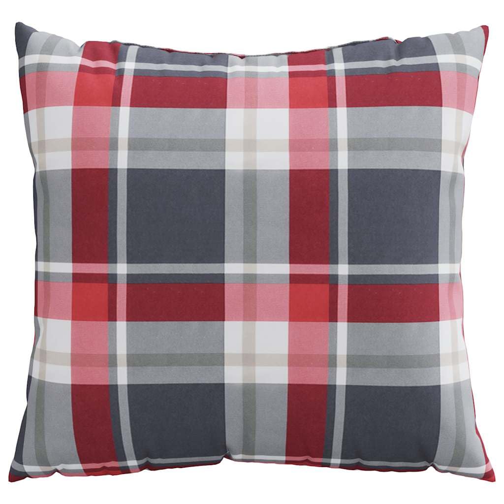 Set di 4 cuscini per esterni, 40 x 40 cm, motivo a quadri, colore rosso, poliestere impermeabile e imbottitura in fibra cava, comodi cuscini per sedie da giardino, balcone e lounge