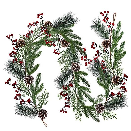 27+ Stunning Winter Wonderland Decorations to Transform Your Space 3 Christmas Artificial Pine Garland with Spruce Cypress Berries Frosted Pinecones Winter Greenery Garland for Holiday Season Mantel Fireplace Table Runner Centerpiece Decoration 6.6 feet