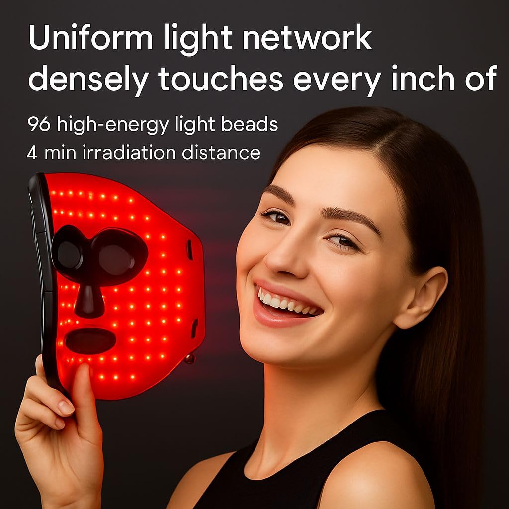 LED Light Beauty Mask, Professional Facial Treatment Device, Black 7 Color Light Therapy for Skin Rejuvenation Anti-Aging & Acne - Image 3