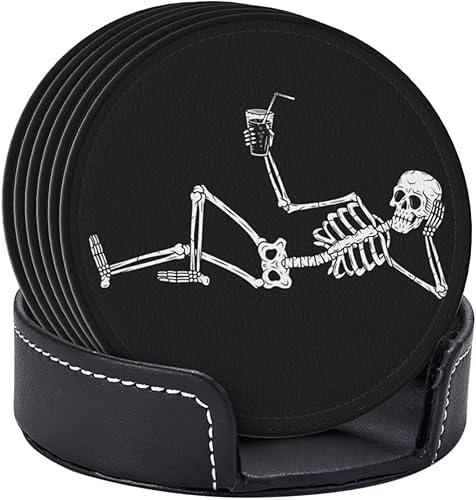 Miniatura 3 de Niukom 6 posavasos de cuero con diseño de mamá oso para bebidas con soporte, juegos de posavasos para mesa de bebidas, posavasos para sala de estar,