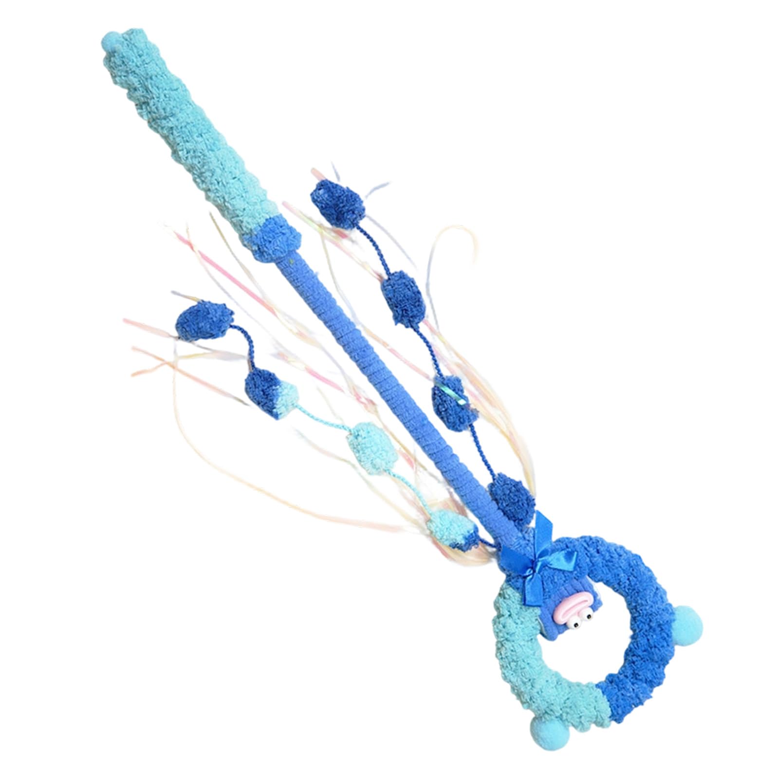 LUCKGONI Interactive Cat Teaser Toy Wand with Tassels Plush Wrapped for Indoor Play Teaser Cats Wand Stick