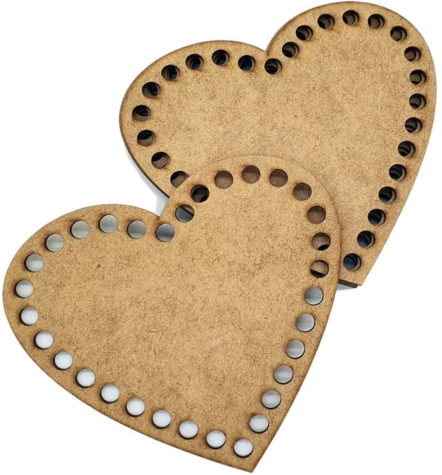 05 Peças para Base de Crochê Fio de Malha MDF 15cm Coração