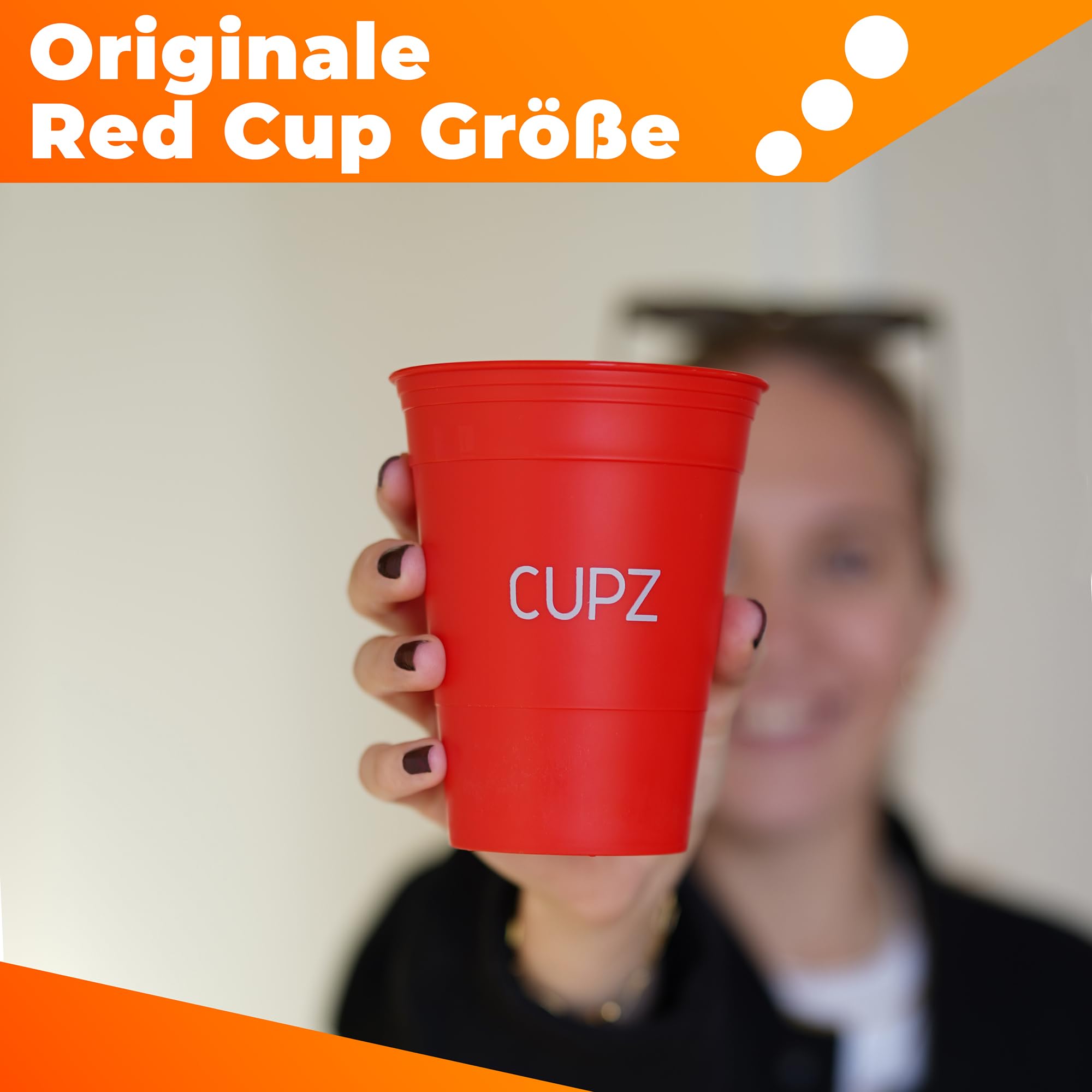 Becher Set 22 Hartplastikbecher - Wiederverwendbar und Spülmaschinenfest - für Erwachsene, Perfekt für jede Gelegenheit - 16oz / 473ml - (11 Schwarz + 11 Rot) (Black/Red)