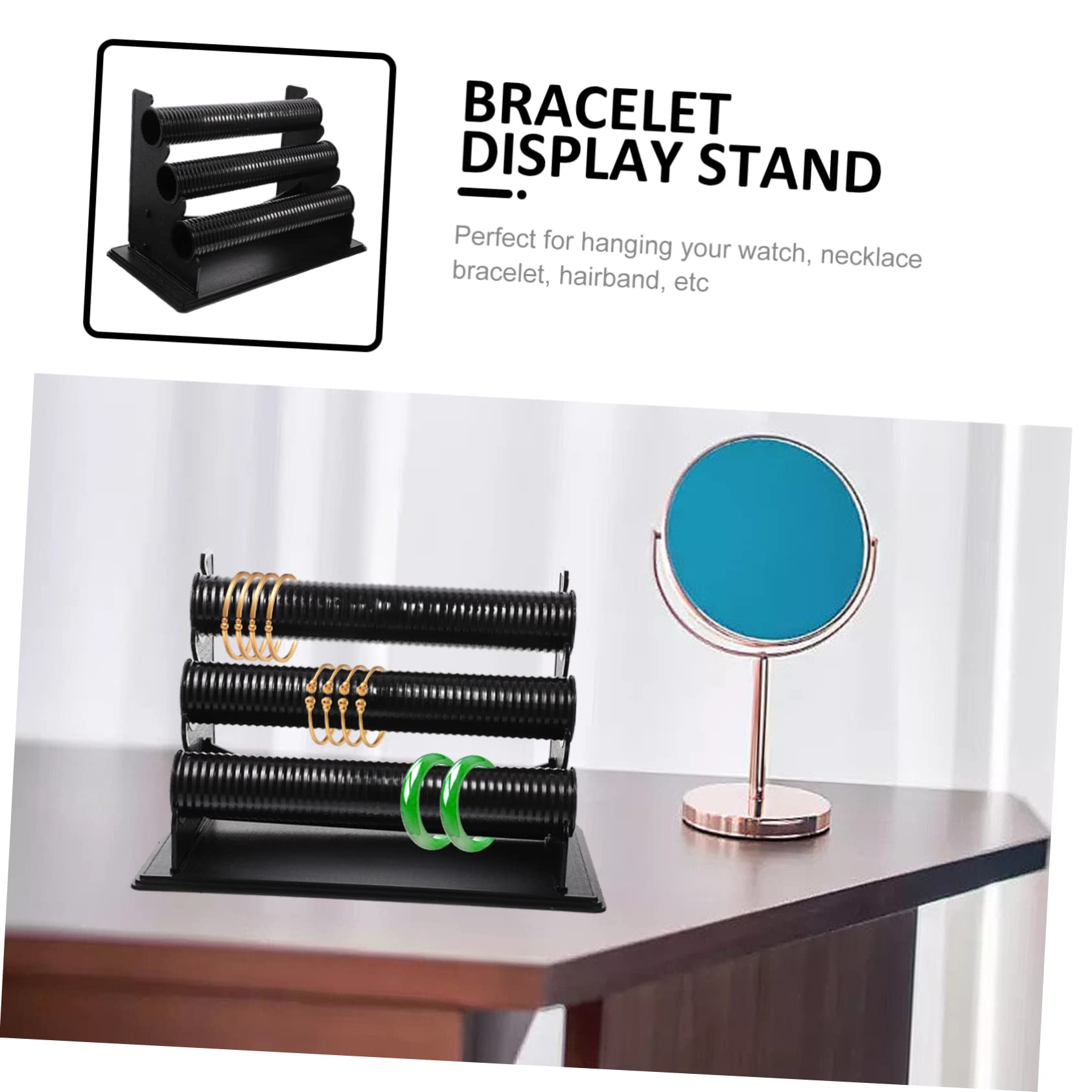 Homoyoyo Organizador de Pulseras y Relojes Soporte Desmontable de Pvc Negro, Estante de Exhibición de 3 Niveles Adecuado para Dormitorio y Baño