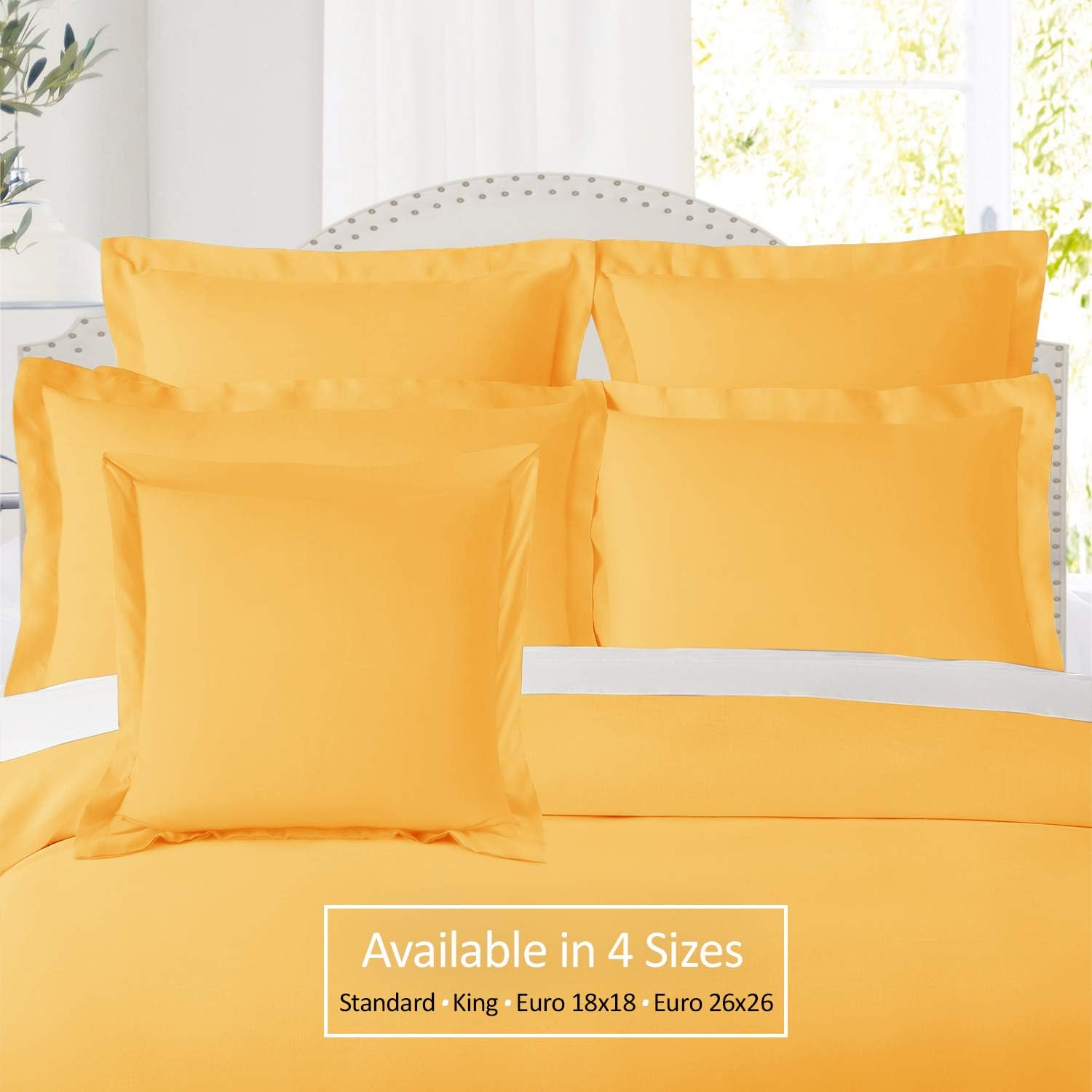 Nestl Soft Pillow Shams Set of 2 - Double Brushed Microfiber Pillow Covers - Hotel Style Premium Bed Pillow Cases, with 1.5” Decorative Flange, King 20"x36" - Yellow image 2