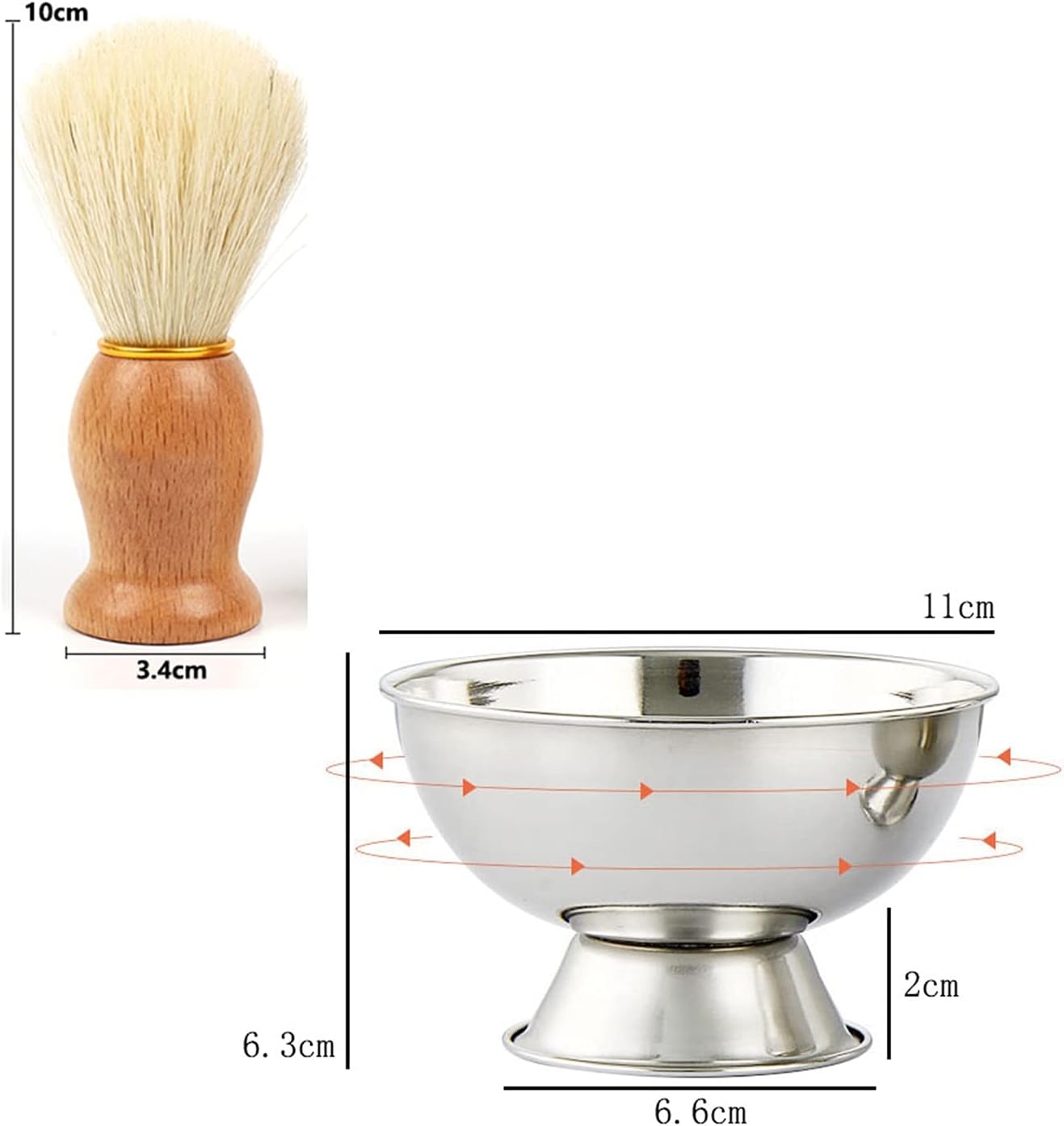 Shaving Brush Set, Handmade Foam Soap Head Styling Beard Brush Bristle Hair Shaving Brush with Bowl (Color : A)