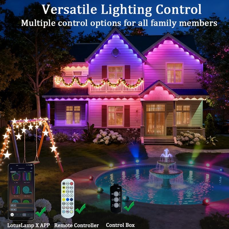 Miniatura 3 de Luces permanentes para exteriores de 54 pies, luces de Navidad inteligentes para exteriores con RGBCW 36 LED IP67, iluminación de aleros