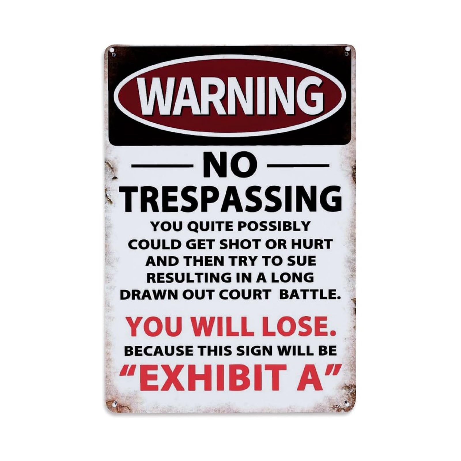 Jdfenggu Vintage Warning No Trespassing Sign Pattern_1 Retro Metal Tin Sign, Decor Art Poster For Bar, Home, Man Cave, Kitchen, Laundry Room Gift 8X12inch