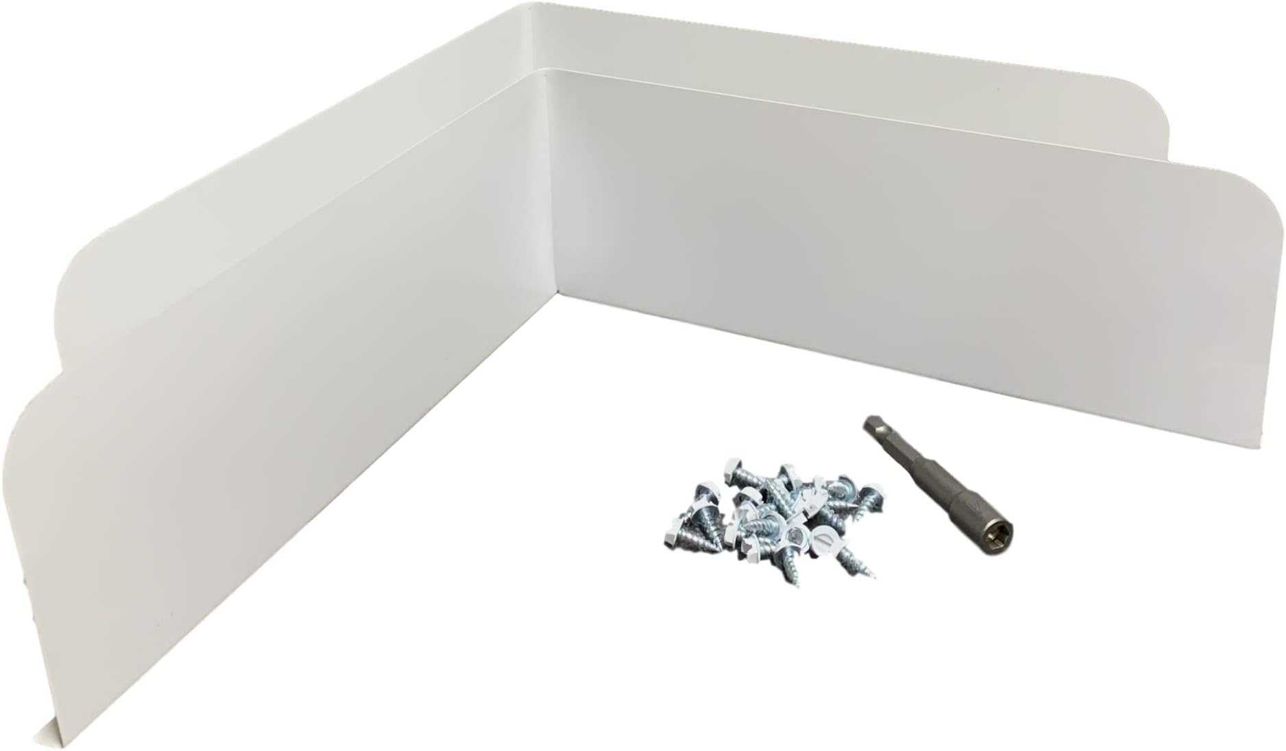 Eagle 1 Rain Gutter Valley Splash Guards, Straight or Bent (2 Per Order) Includes Screws and 1/4" Bit Driver (Extreme Bent, White)