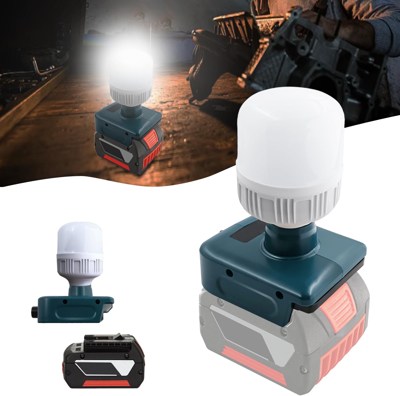 Akku Lampe Für Bosch PBA 18V Akku – 90W Flutlicht, 5400 Lumen, 2 Helligkeitsstufen, IP65 Wasserdicht