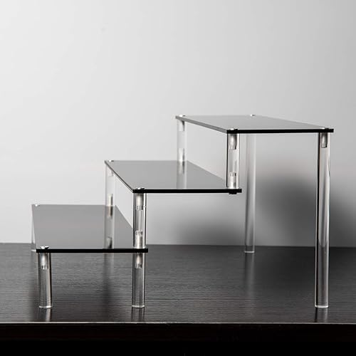 Miniatura 12 de BYCY Soporte de exhibición acrílico transparente de 3 niveles para cupcakes, estante organizador de colección, soporte para postres, elevador
