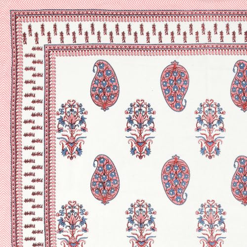 Image of BLOCKS OF INDIA 200TC Diwan Set Cotton 8 Piece | Deewan Printed Bedsheet Sets for Living Room Hall (Set of 8 Piece, 1-Bed Sheet | 2-Bolster Cover | 5-Cushion Cover (Color 43)