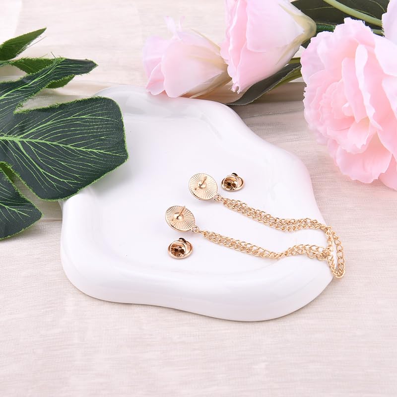 Image of Pearl Brooch Pins Tassel Chain Brooch Collar Pins Lapel Pins for Men Women Dress Shirt Collar Chain Suit Collar Brooch Hanging Chain Lapel Pin for Men Suits Tuxedo Shirt Accessories