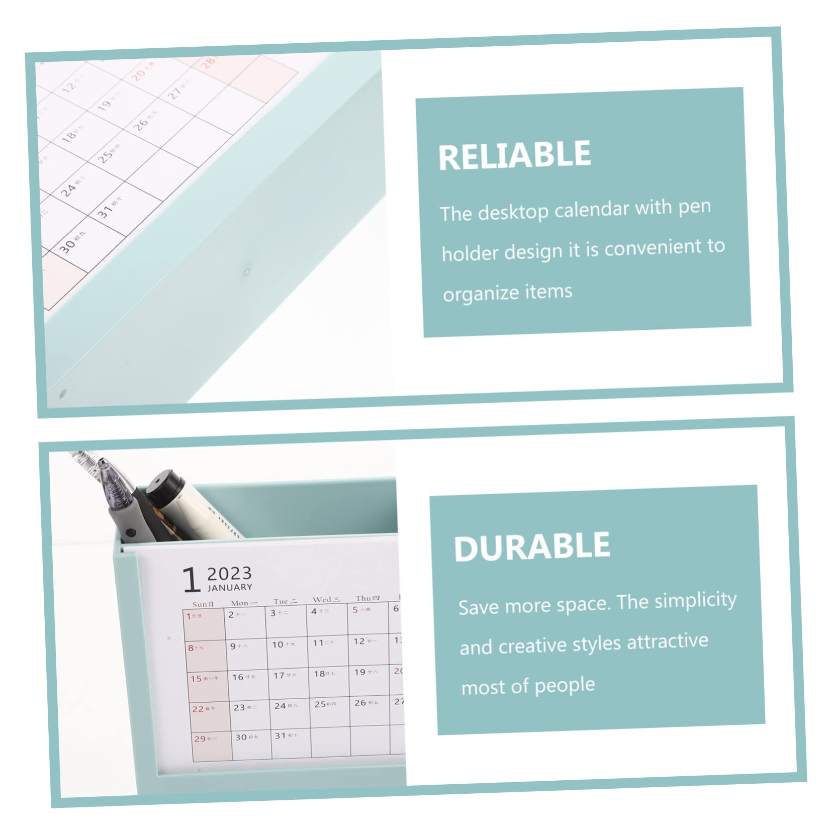 VILLCASE 3 Stück 2023 2023 Stifthalter-Tischkalender Mini-Tischkalender Schreibtisch-Container Tageskalender storage boxes aufbwahrungs-box vielseitiger Bürokalender Desktop-Container p.s