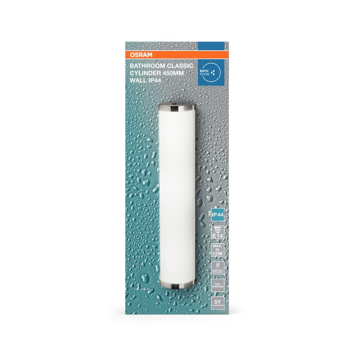 Licht-Erlebnisse Stahl Wandlampe Chrom Bad E14 Flur Küche IP44 elegant wohnlich H:45.5 cm stilvoll Wandleuchte Büro