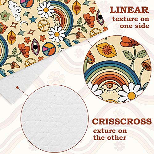 Whaline 6 Pack Retro Floral Swedish Dishcloths Boho Rainbow Kitchen Dish Towel Reusable Washable Cotton Kitchen Towel For Counter Cleaning Baking Cooking, 7 X 8 Inch #TOP2