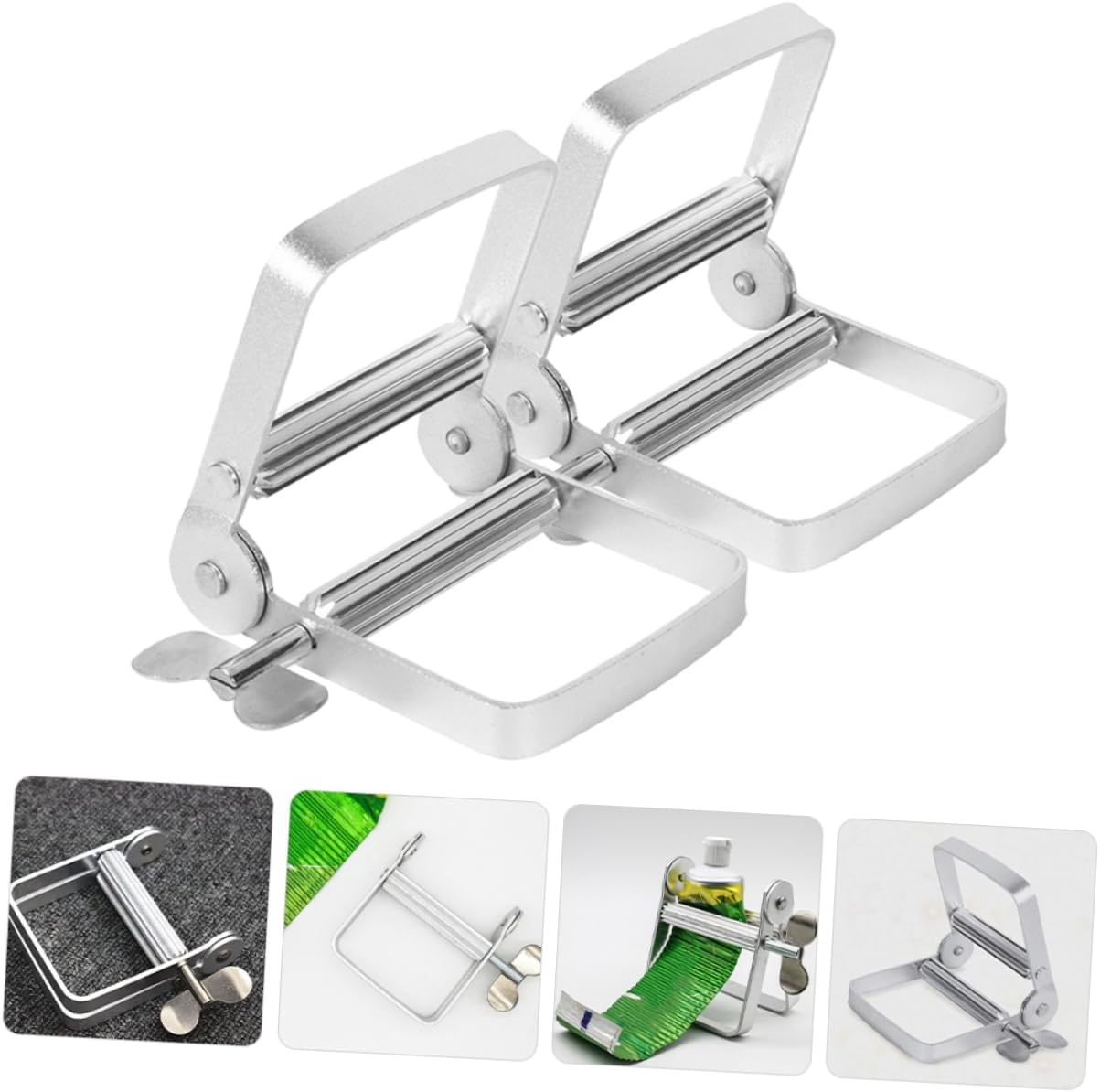 2Pcs Metal Toothpaste Squeezer Tool Manual Squeezer for Salon Supplies Dye Cream and Pigment Paste Efficient Squeeze Tool for Home Use