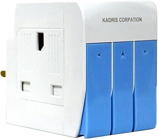 Kadris MU-1048 3 Way British Plug Multi Adapter with Individual Switches and Fused UK Plug Adaptor, White