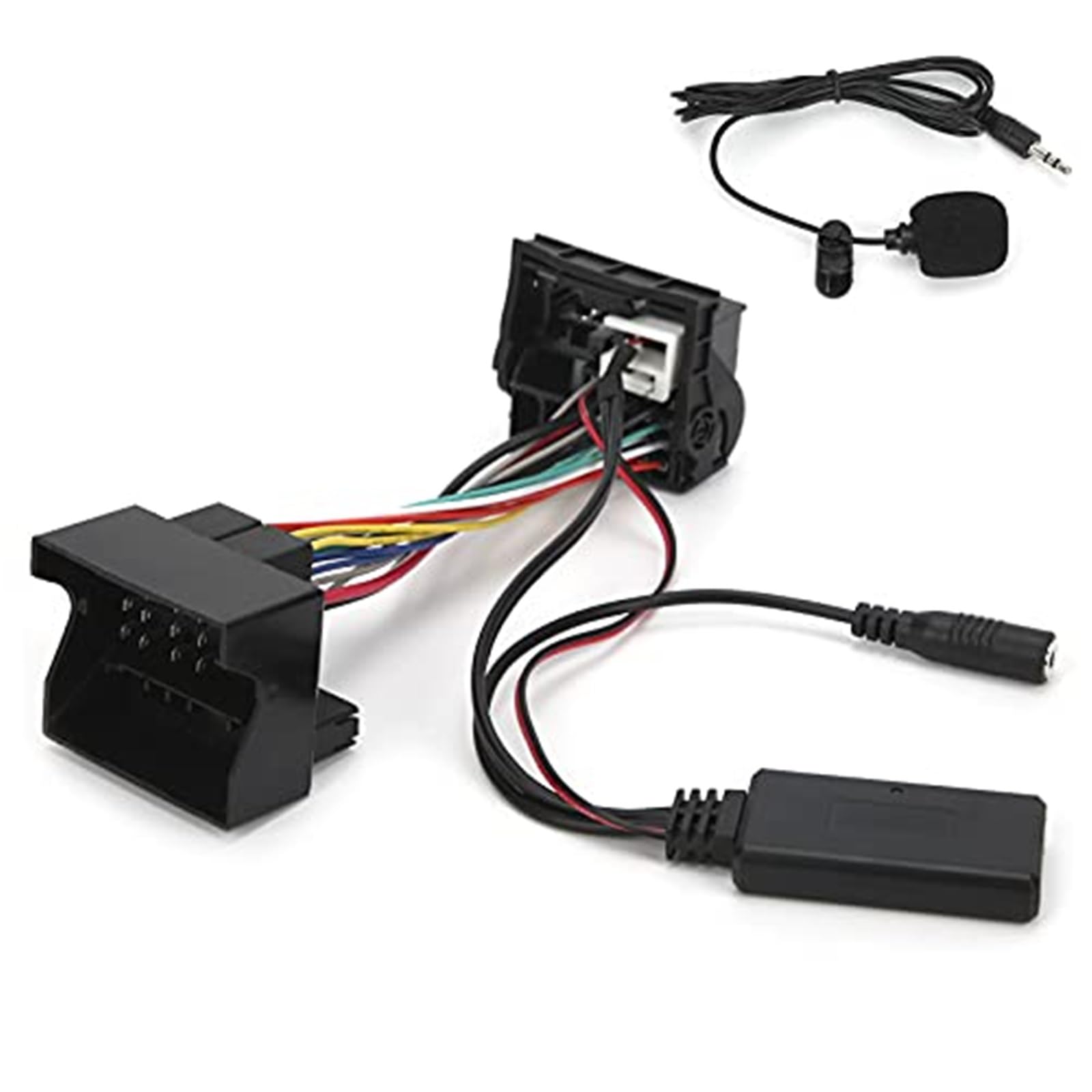 Cable Bluetooth, adaptador Bluetooth, cable Bluetooth de 12 pines y 12 V, adaptador de audio estéreo ABS con micrófono de repuesto, for Peugeot 207, 307, 407 y 308 Adaptador de micrófono de au