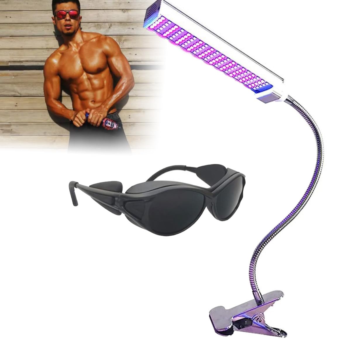 Lampe de bronzage pour le visage, lumière de bronzage UVA réglable avec base à clipser et conception de synchronisation, lampes de bronzage pour lit de bronzage facial à domicile, zone d'irradiation