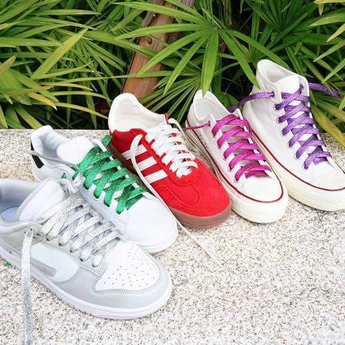 Image of Booyckiy 3 /4 inch Wide Satin Ribbon Shoelaces Flat Colorful Shoe Laces for Women Girls