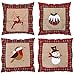 SHATCHI Hesja dom sypialnia biuro dekoracje jutowa bawełna len poszewki na poduszki z nadrukiem – renifer / bałwan / Robin / świąteczny pudding, 40 x 40 cm