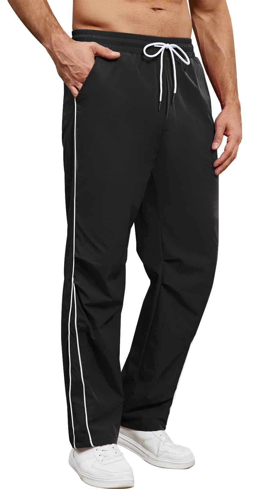 Suwangi Męskie spodnie dresowe do joggingu, na siłownię, spodnie treningowe, spodnie treningowe, spodnie treningowe, Y2k, streetwear, na co dzień, z kieszeniami