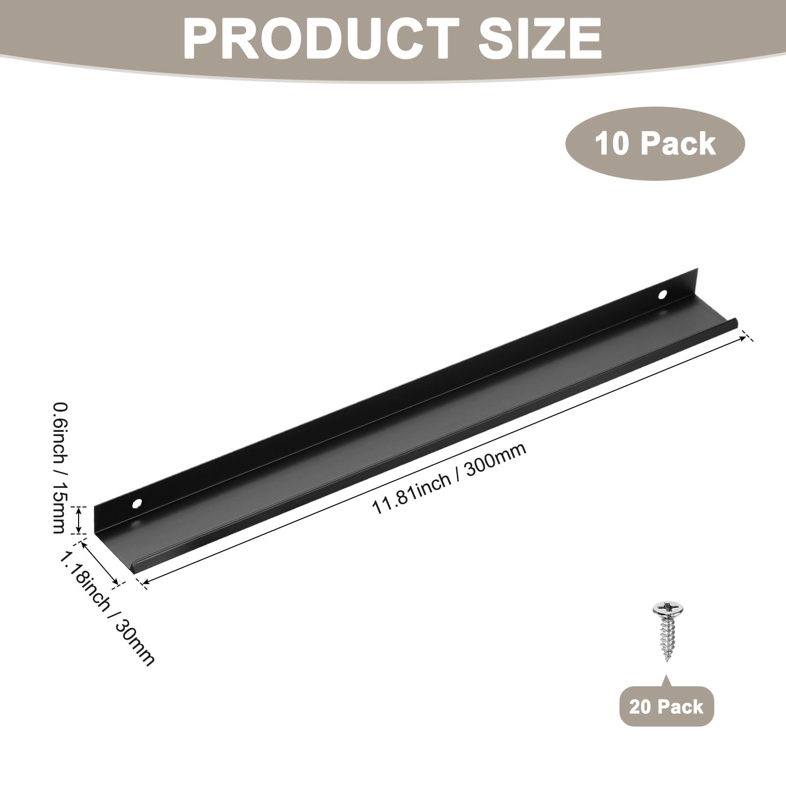 M METERXITY 10-Pack Cabinets Drawers Edge Pulls - Image 3