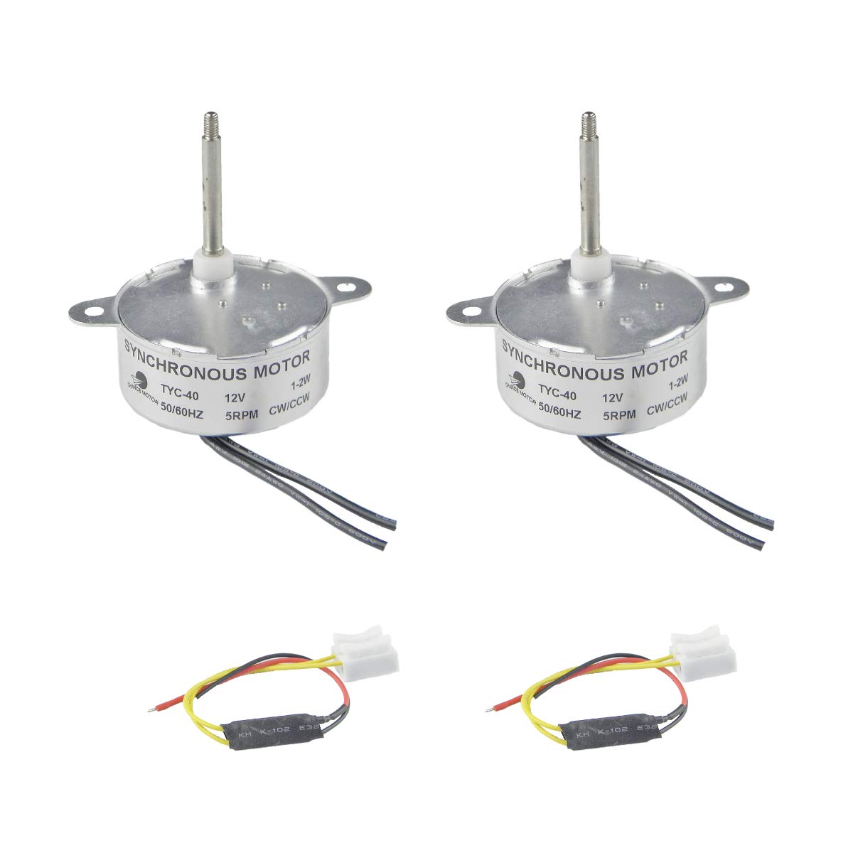 2 Moteurs Synchrones TYC-40 12V 5tr/min | Arbre 46mm - Pour Décorations Noël, Projets Rotatifs