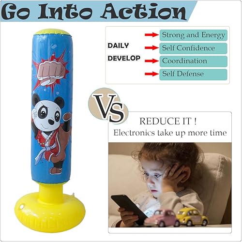 Miniatura 5 de Baiao Punching Bag for Kids, Inflatable Boxing Bag, Kids Punching Bag, for Practicing Karate, Taekwondo, Gifts for Boys & Girls Age 3-12 (47 Height)