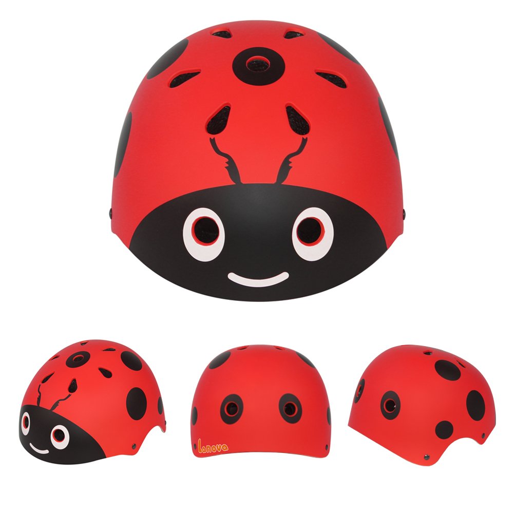 LANOVAGEAR Toddler Helmet for 3-8 Years Kids Helmet Knee Elbow Pads Wrist Guards Adjustable Bike Skating Skateboard Helmet for Kids